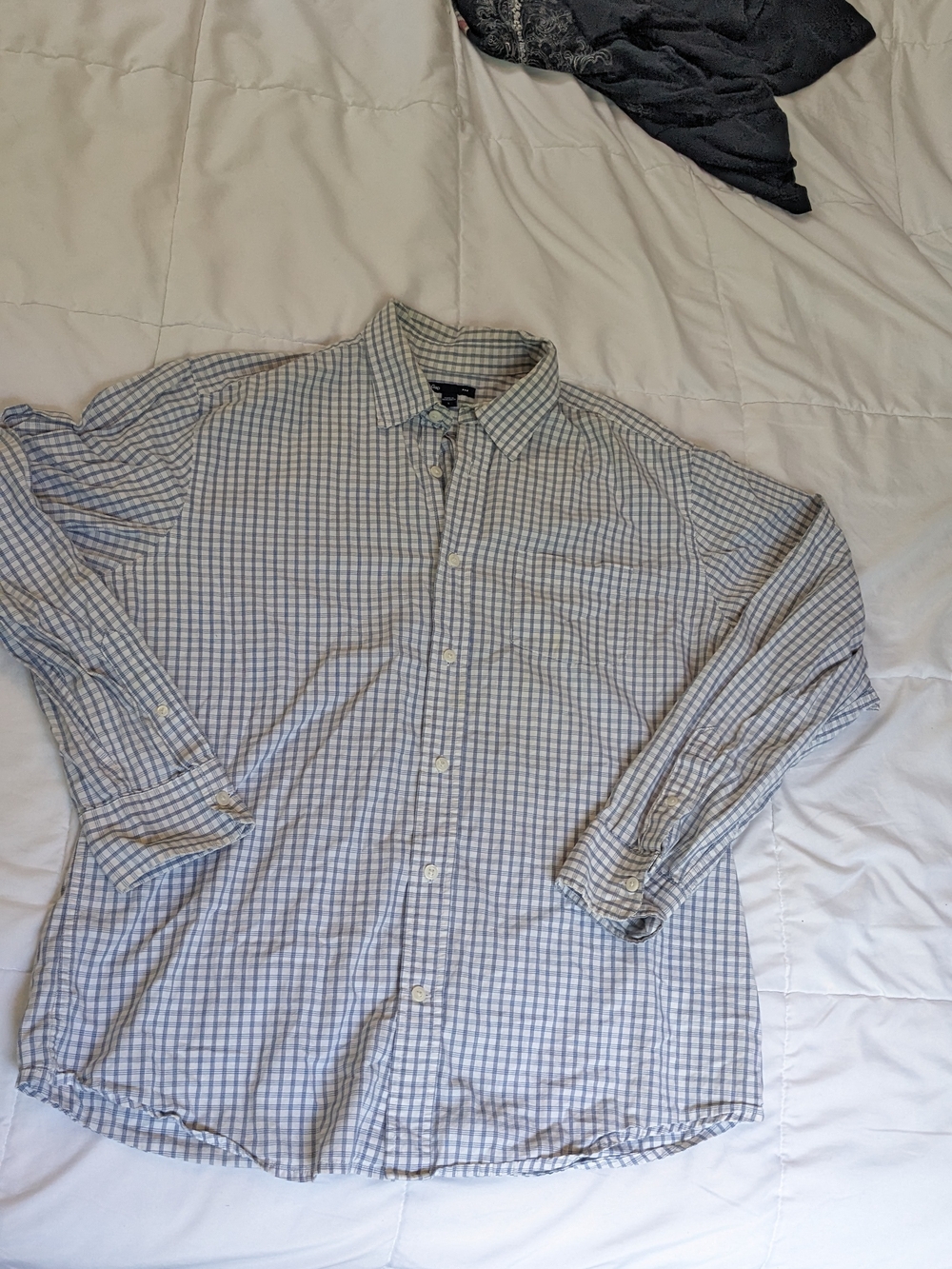 GAP 100% Cotton Mens Blue and White Checked Casual Button-Down Shirt